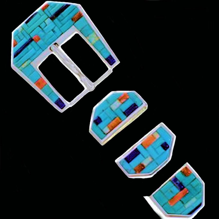 Boucle de Ceinture Ranger Cobblestone Turquoise, en Argent Sterling