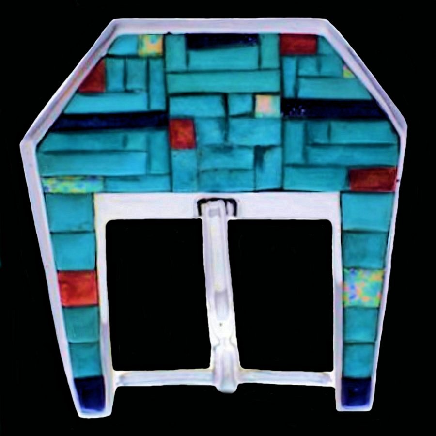 Boucle de Ceinture Ranger Cobblestone Turquoise, en Argent Sterling