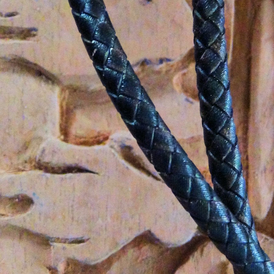 Cordon en cuir tressé pour Bolo Tie, Epaisseur 6 mm, Noir