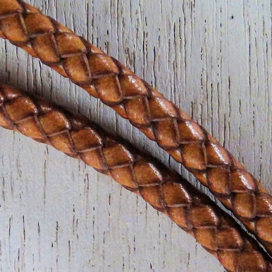 Cordon en cuir tressé pour Bolo Tie, Epaisseur 6 mm, Jaune