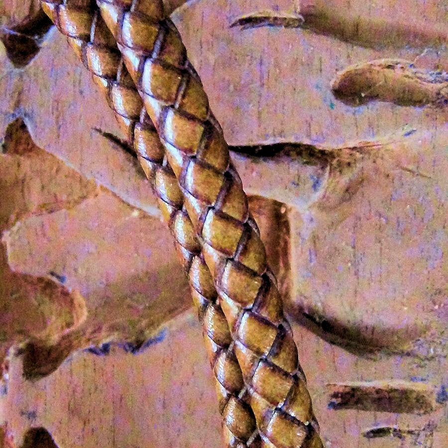 Collier en cuir tressé avec fermoir baïonette, Epaisseur 6 mm, Couleur Naturelle