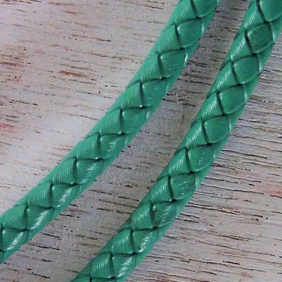 Cordon en cuir tressé pour Bolo Tie, Epaisseur 6 mm, Turquoise