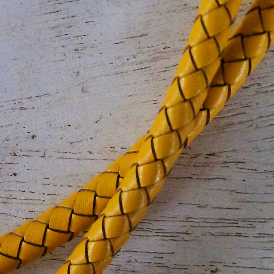 Cordon en cuir tressé pour Bolo Tie, Epaisseur 6 mm, Jaune
