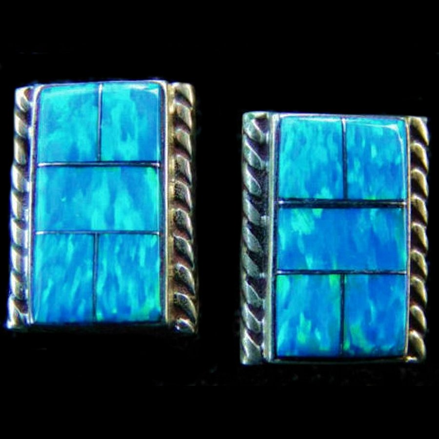 Boucles d'Oreilles Rectangulaires Channel Inlay, Couleur au choix