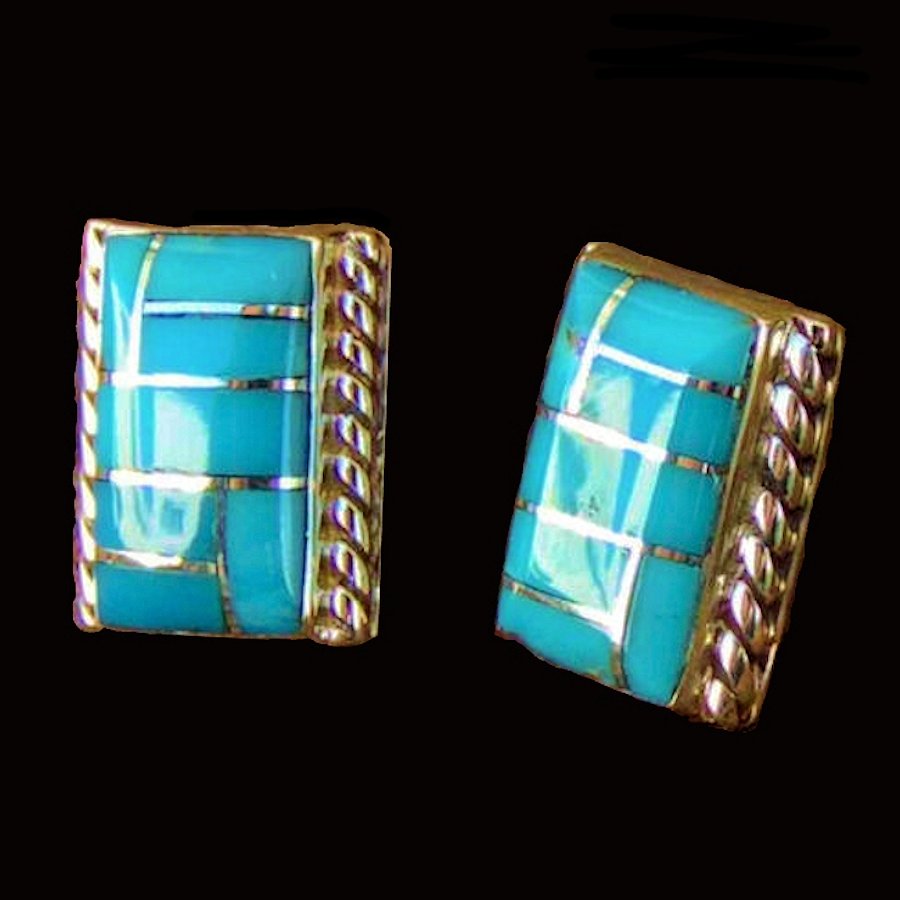 Boucles d'Oreilles Rectangulaires Channel Inlay, Couleur au choix