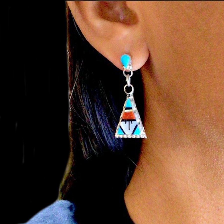 Boucles d'Oreilles Tipi Micro Inlay Multicolores