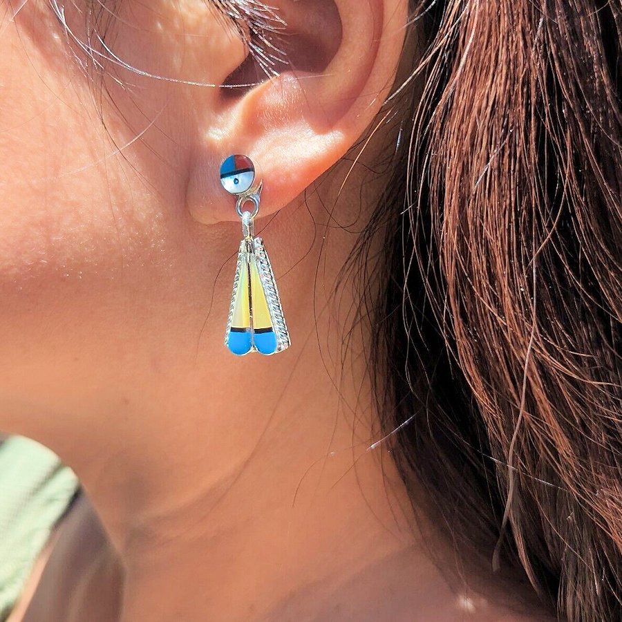 Boucles d'Oreilles Yumei Tei Nacre et Turquoise