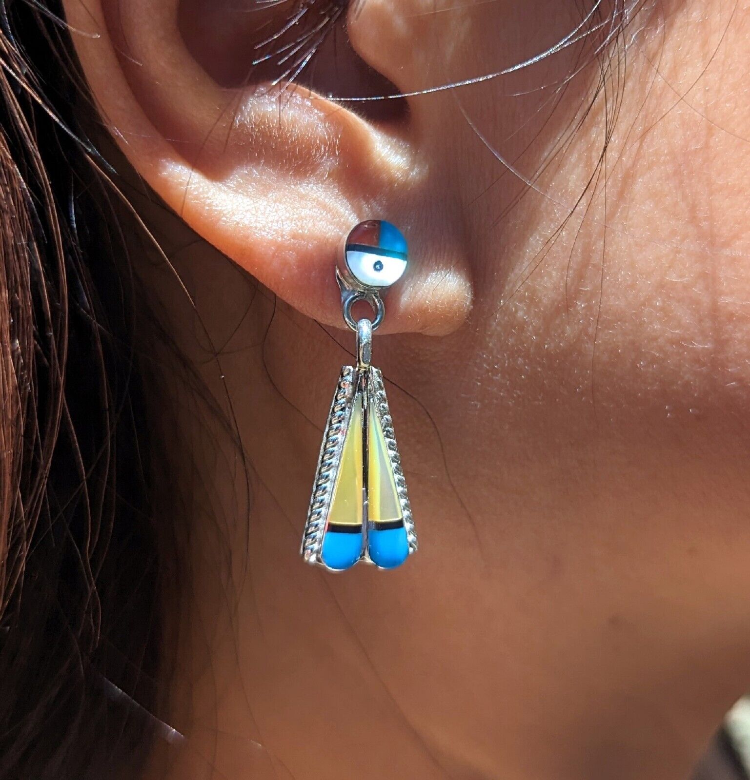 Boucles d'Oreilles Yumei Tei Nacre et Turquoise