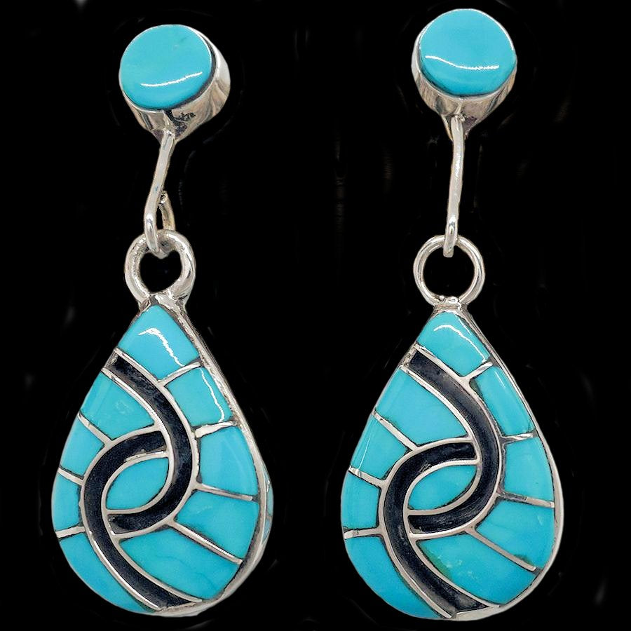 Boucles d'Oreilles Teardrops Zuni, Hummingbird Pattern, Couleur au Choix