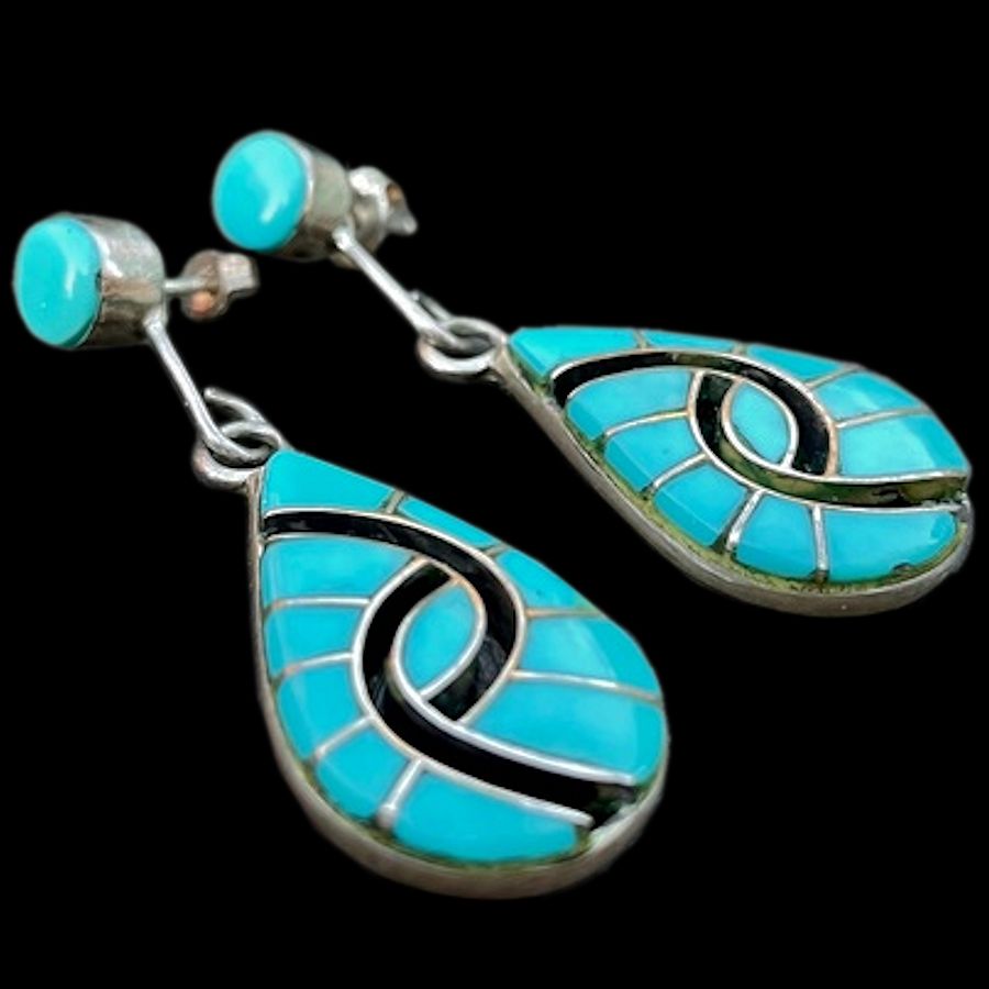 Boucles d'Oreilles Teardrops Zuni, Hummingbird Pattern, Couleur au Choix