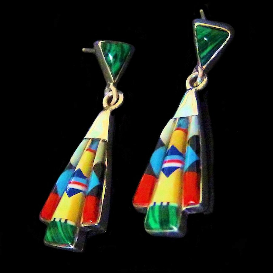 Boucles d'Oreilles Amérindiennes Pointes de Flèche, Design Navajo