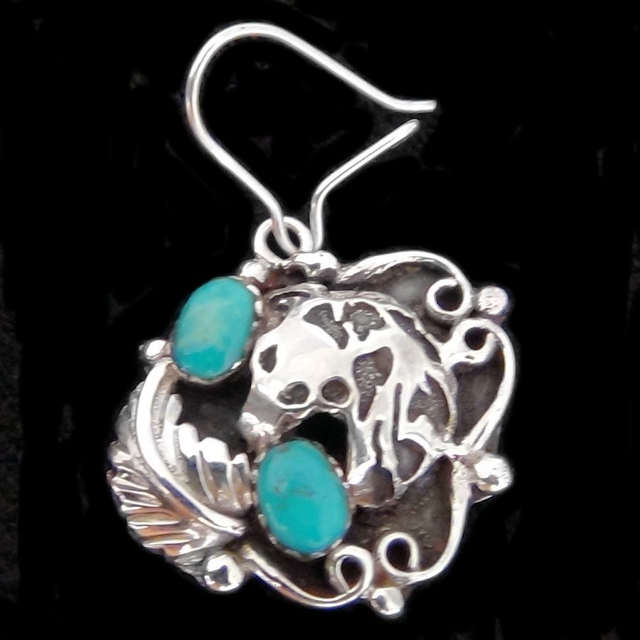 Boucles d'Oreilles Loup et cabochons couleur au choix en Argent
