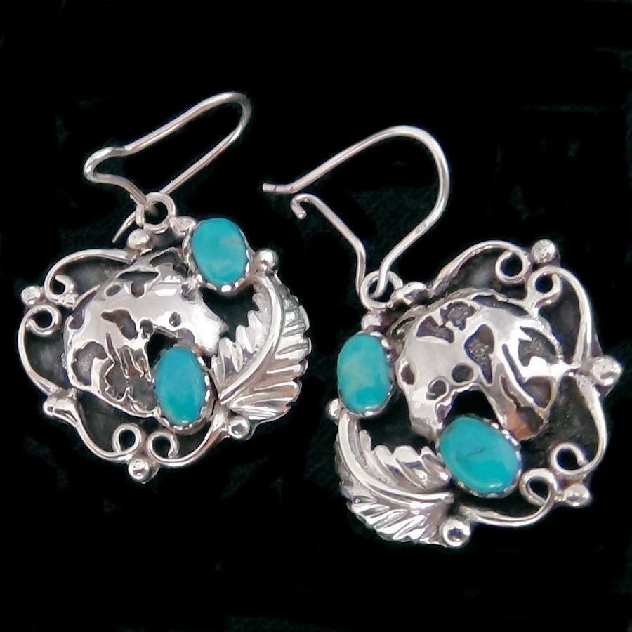 Boucles d'Oreilles Loup et cabochons couleur au choix en Argent
