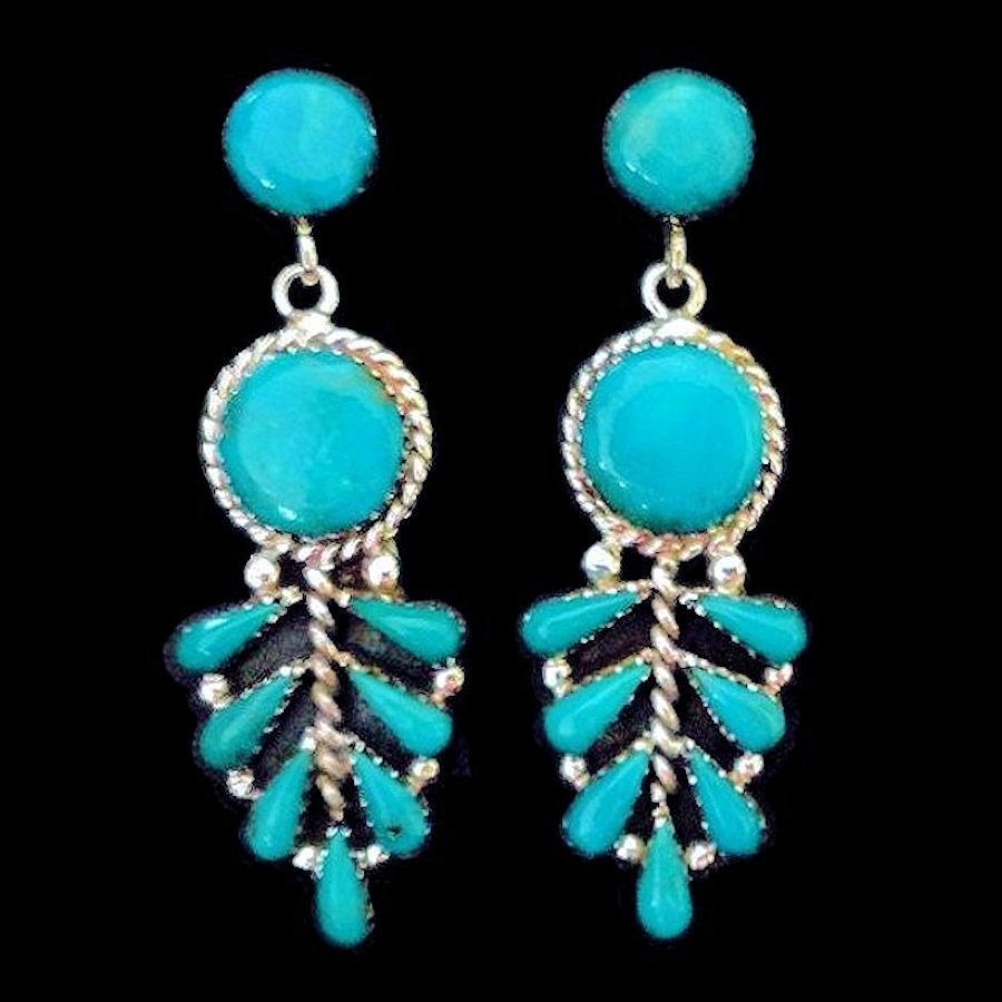 Boucles d'Oreilles Amérindiennes Plume, en Argent et Couleur au Choix