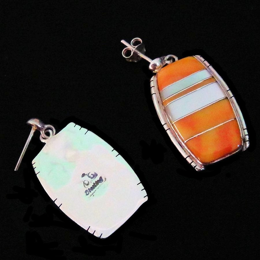 Boucles d'Oreilles Amerindiennes Nacre et Couleur au Choix Channel Inlay