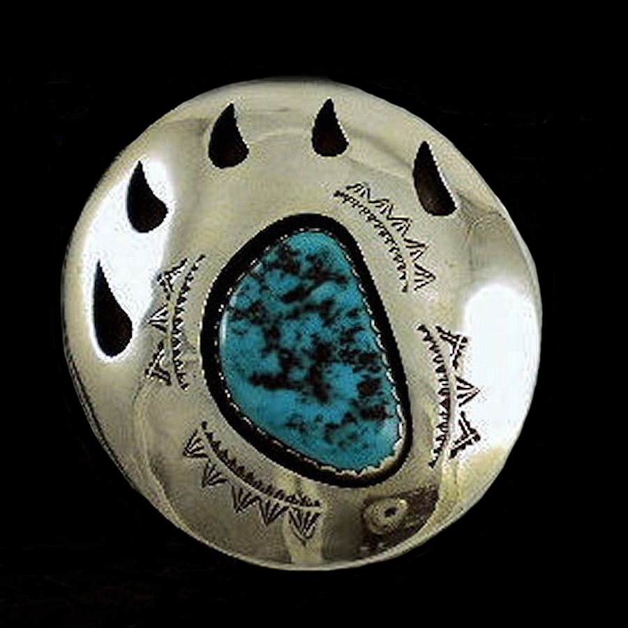 Bolo-Tie Patte d'Ours en Argent et Turquoise