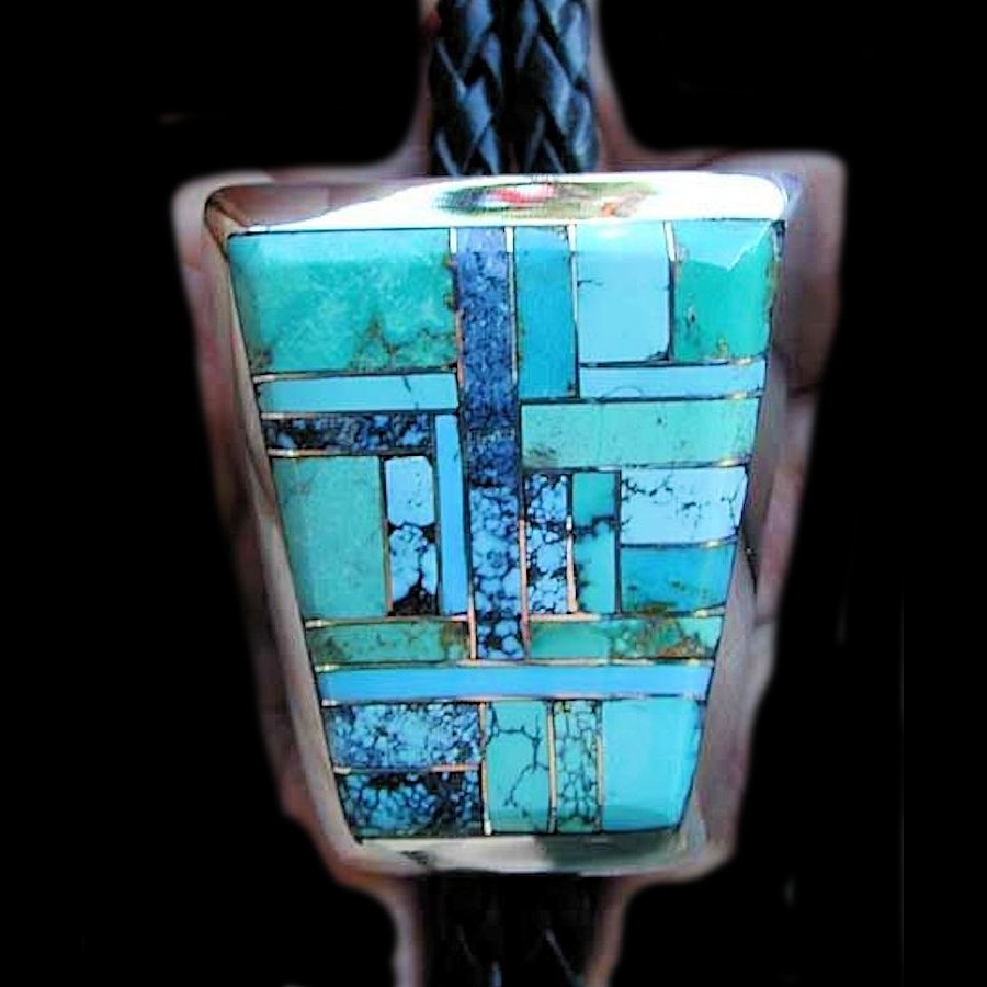 Bolo Tie Trapèze Channel Inlay, Coleur au Choix