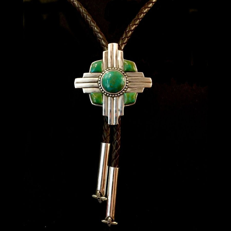 Bolo Tie Zia en Argent, Couleur au Choix
