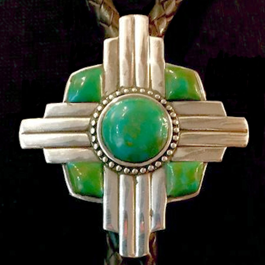 Bolo Tie Zia en Argent, Couleur au Choix