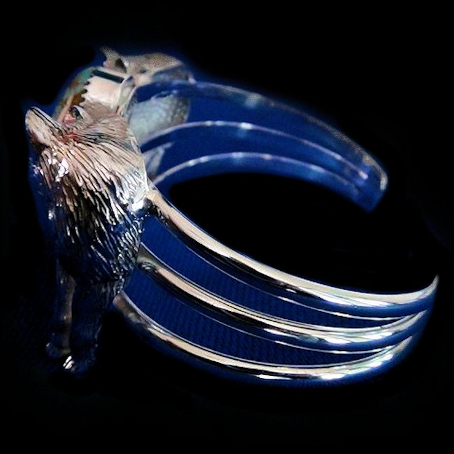 Bracelet Loup en Argent et Cabochon Couleur au Choix