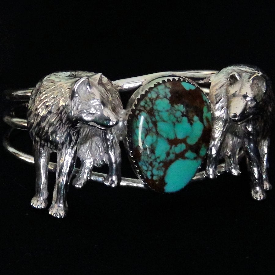 Bracelet Loup en Argent et Cabochon Couleur au Choix