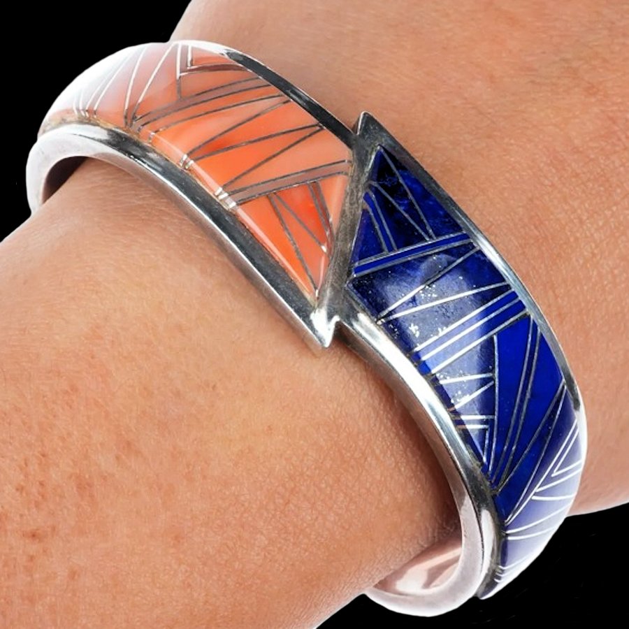 Bracelet Lapis Lazuli et Spondylus en Argent
