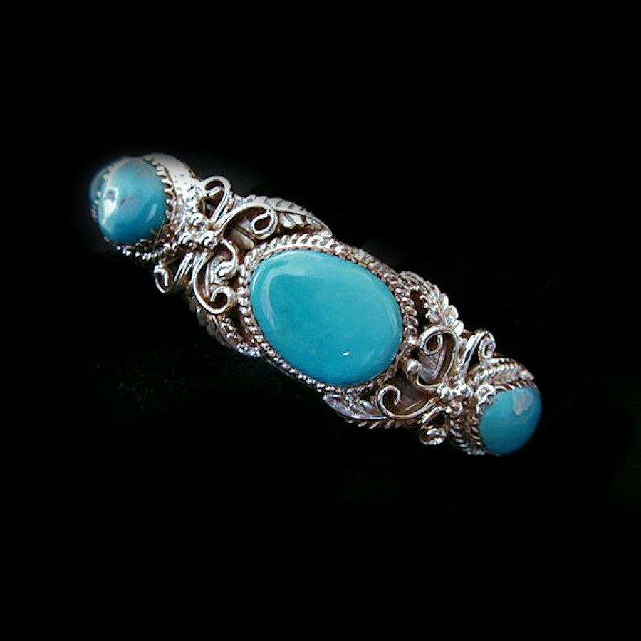 Bracelet Amerindien Navajo 5 Cabochons, Couleur au Choix, Pour Femme