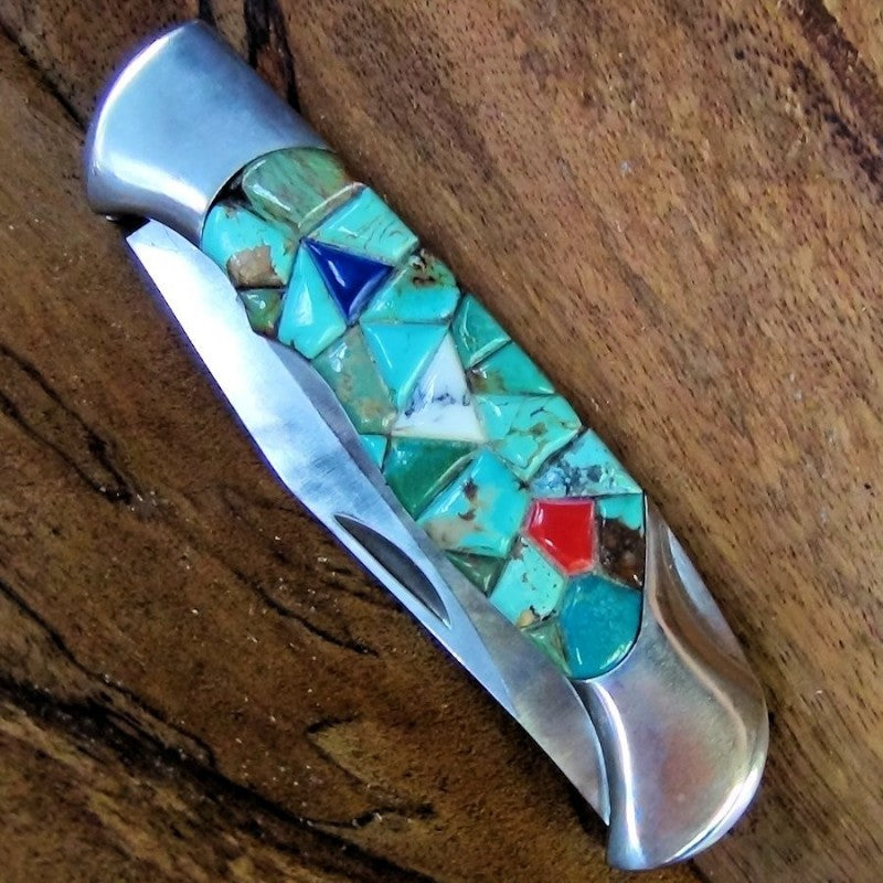 Couteau Pliant Overlay Turquoise