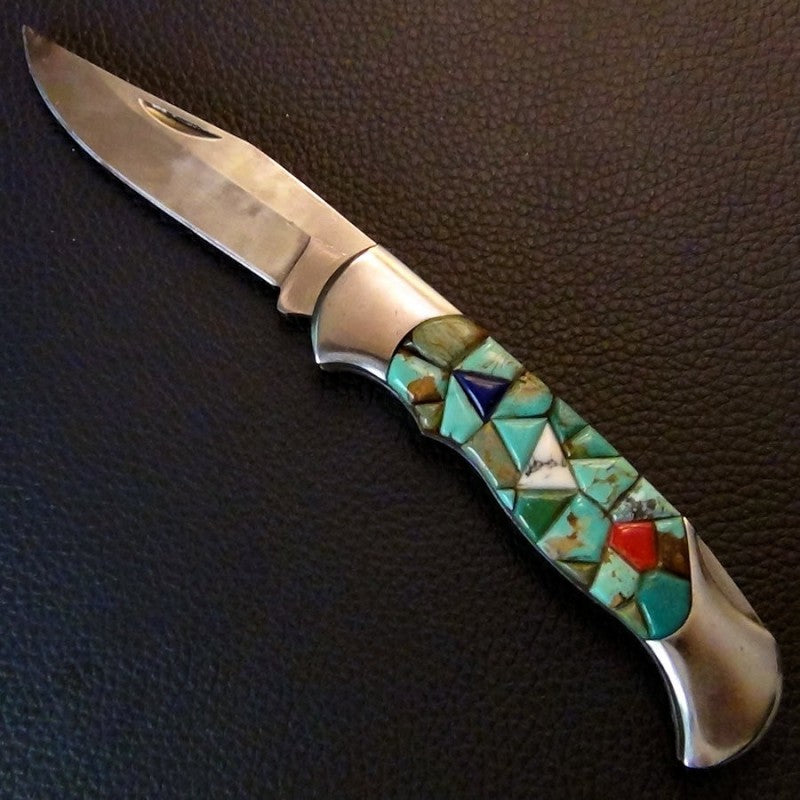 Couteau Pliant Overlay Turquoise