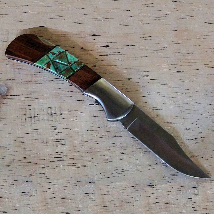Couteau pliant Manche Accacia et Turquoise