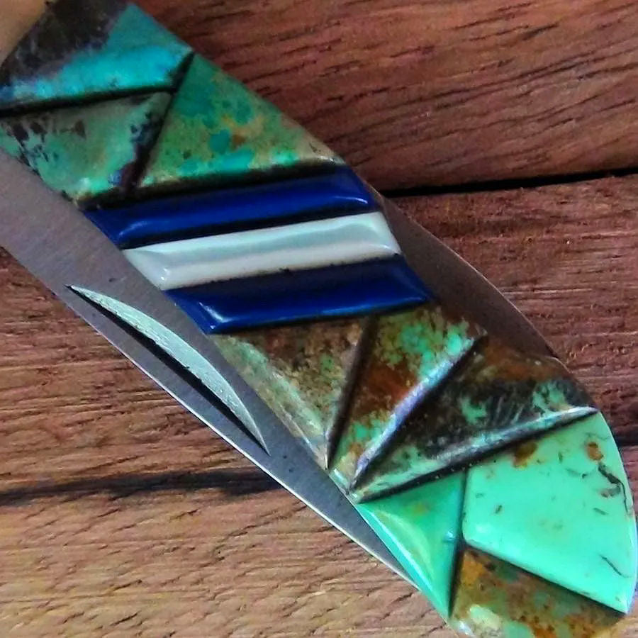 Couteau Pliant Overlay Turquoise Lapis Lazuli Mod.3