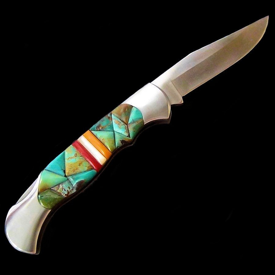 Couteau Pliant Manche Turquoise, Corail, Nacre