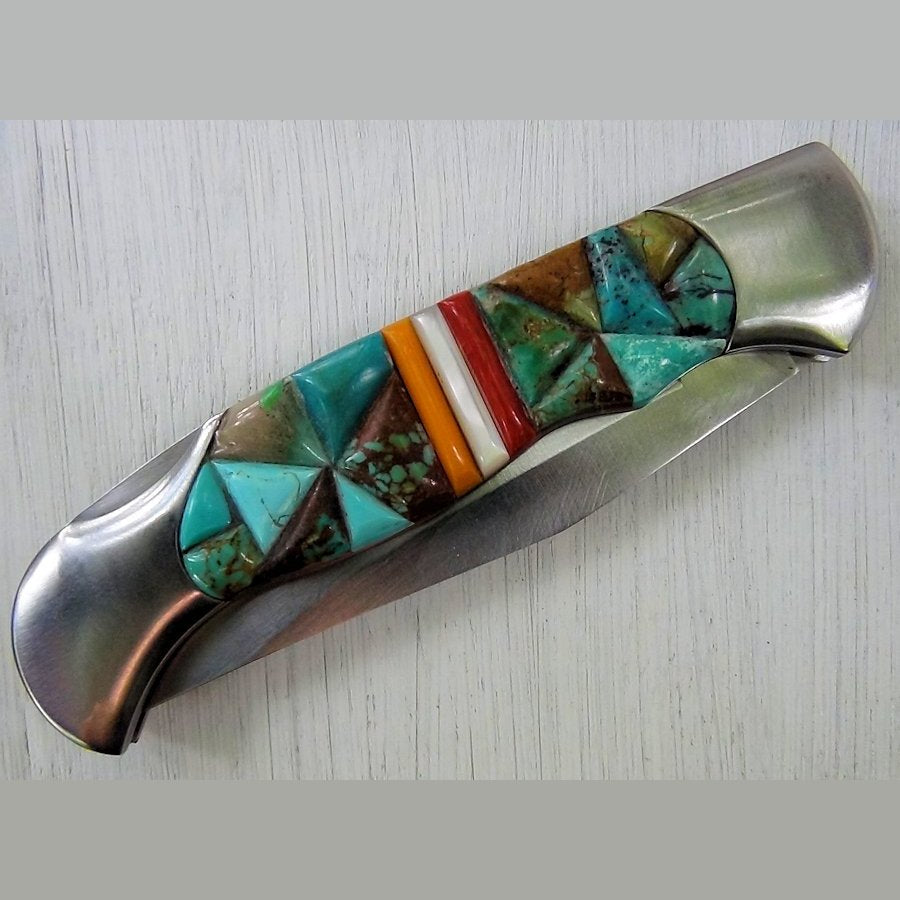 Couteau Pliant Manche Turquoise, Corail, Nacre