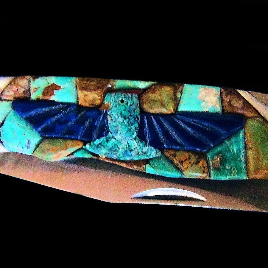 Couteau de Poche, Couteau pliant Mosaïque de Turquoise et Thunderbird
