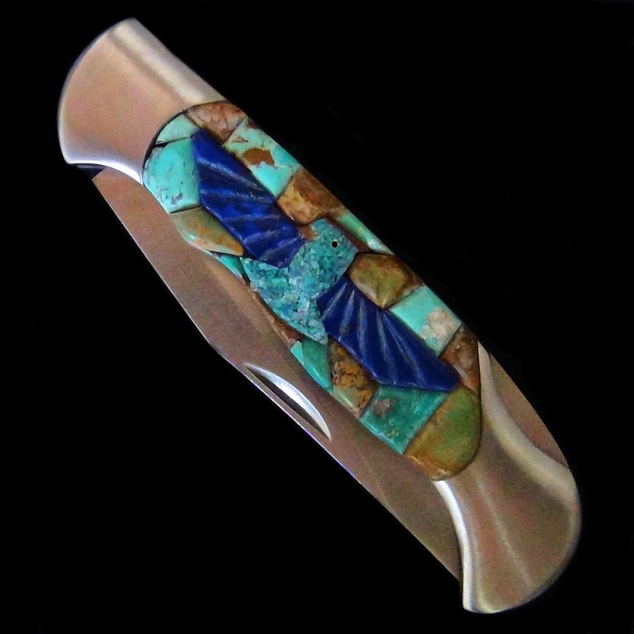 Couteau de Poche, Couteau pliant Mosaïque de Turquoise et Thunderbird