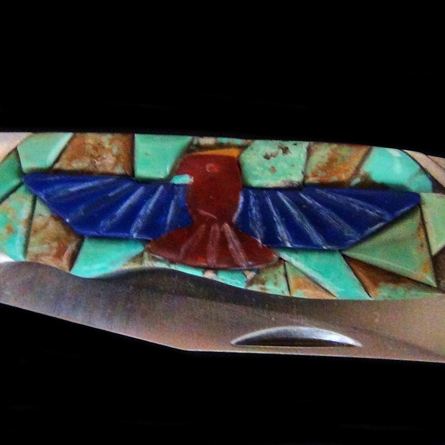Couteau de Poche, Couteau pliant Mosaïque de Turquoise et Thunderbird