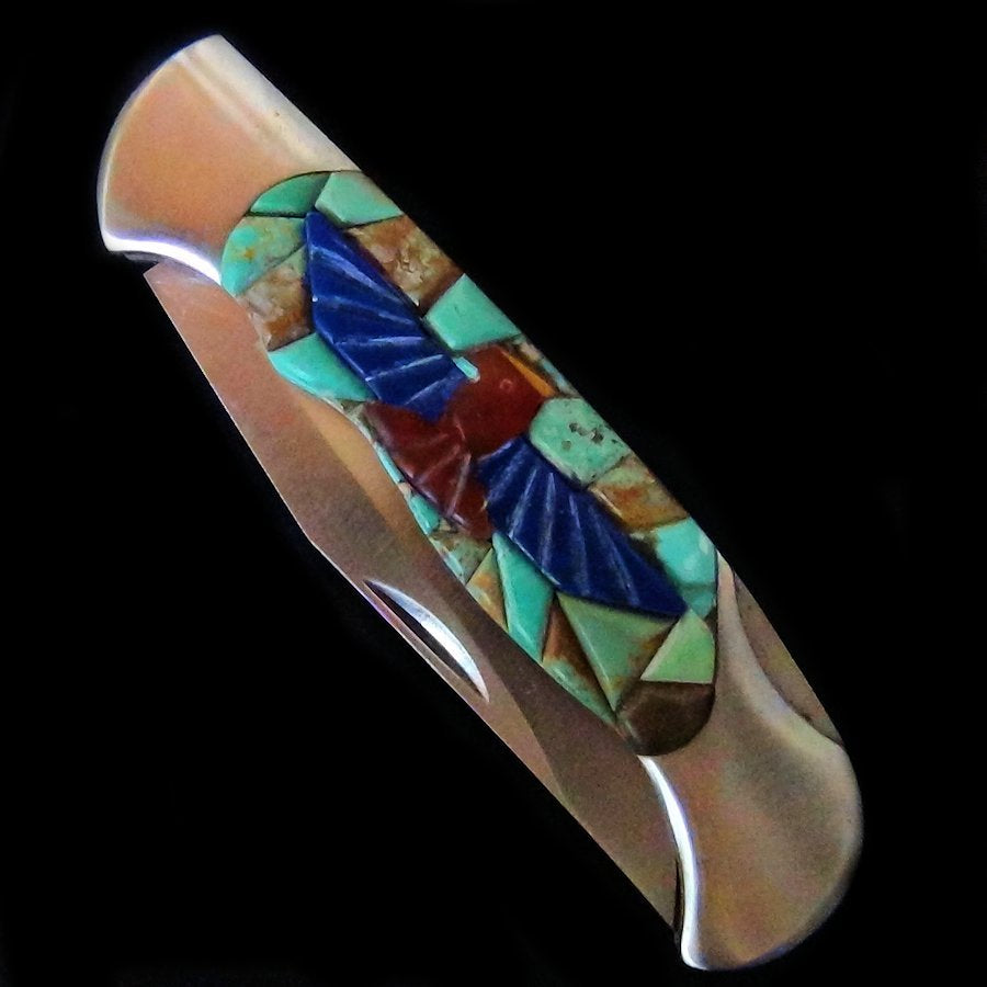 Couteau de Poche, Couteau pliant Mosaïque de Turquoise et Thunderbird