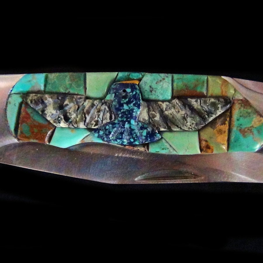 Couteau de Poche, Couteau pliant Mosaïque de Turquoise et Thunderbird