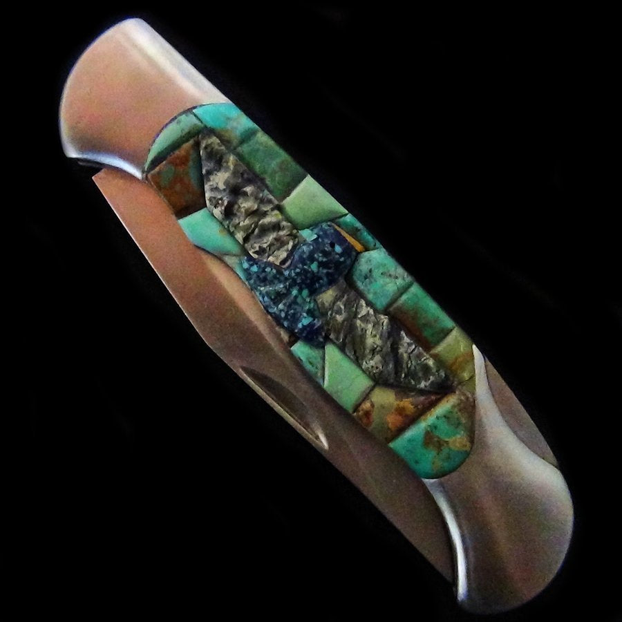 Couteau de Poche, Couteau pliant Mosaïque de Turquoise et Thunderbird