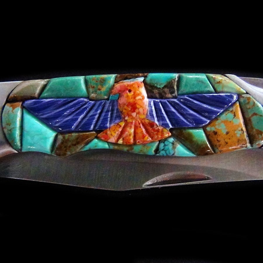 Couteau de Poche, Couteau pliant Mosaïque de Turquoise et Thunderbird