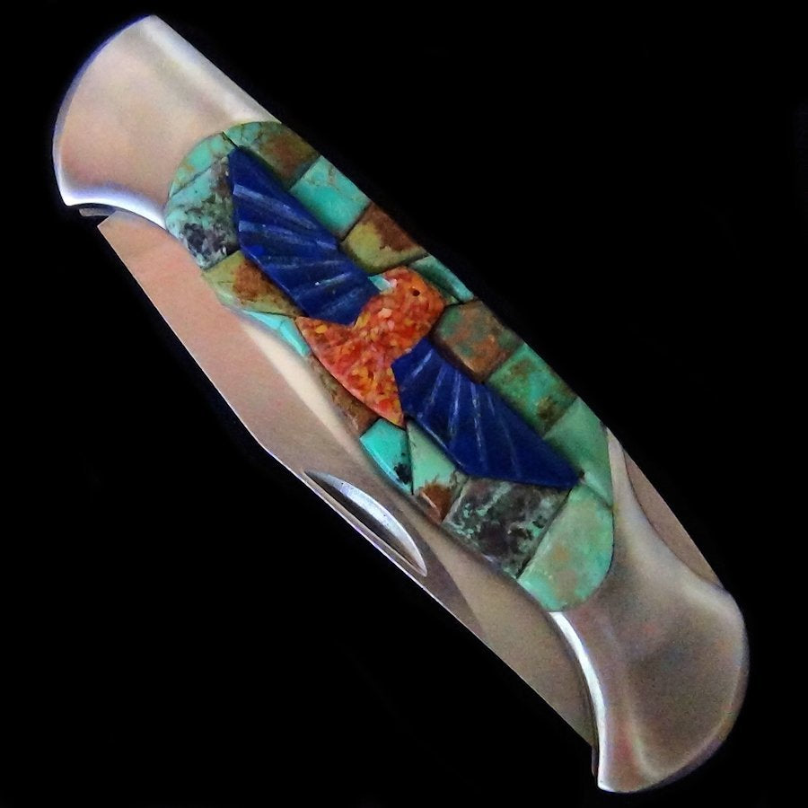 Couteau de Poche, Couteau pliant Mosaïque de Turquoise et Thunderbird