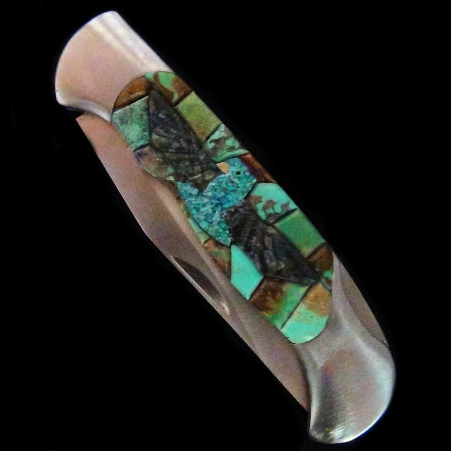 Couteau de Poche, Couteau pliant Mosaïque de Turquoise et Thunderbird
