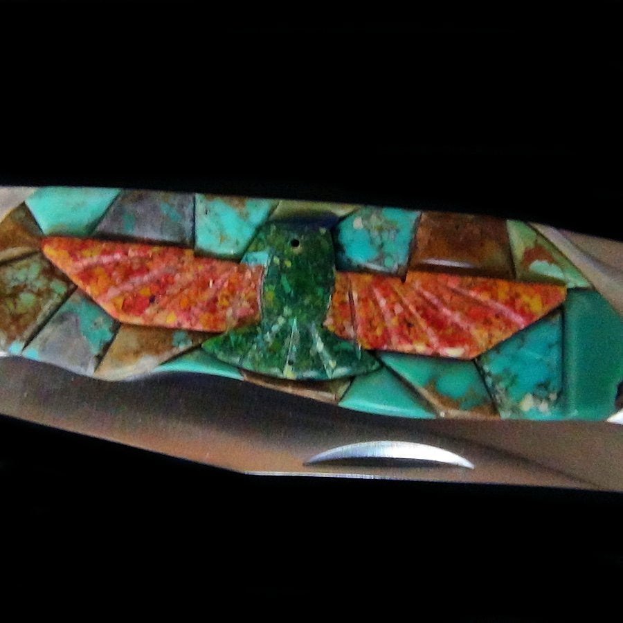 Couteau de Poche, Couteau pliant Mosaïque de Turquoise et Thunderbird