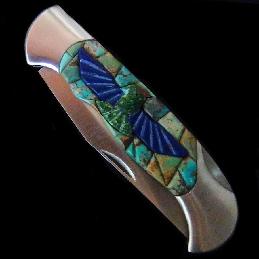 Couteau de Poche, Couteau pliant Mosaïque de Turquoise et Thunderbird