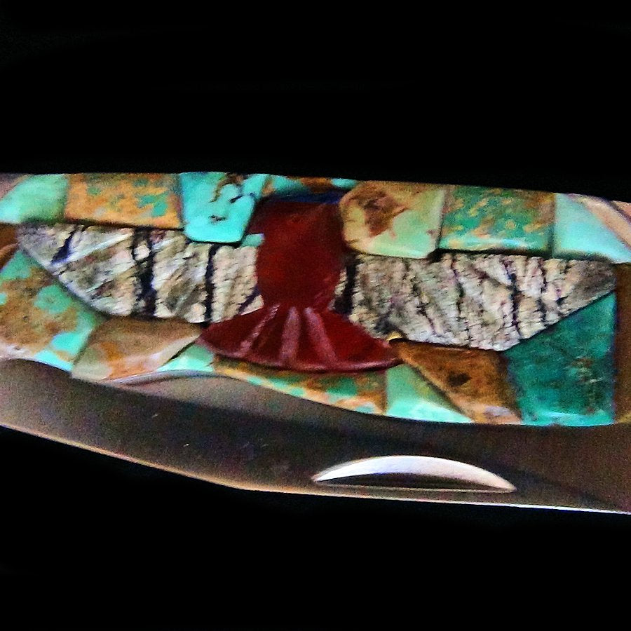 Couteau de Poche, Couteau pliant Mosaïque de Turquoise et Thunderbird