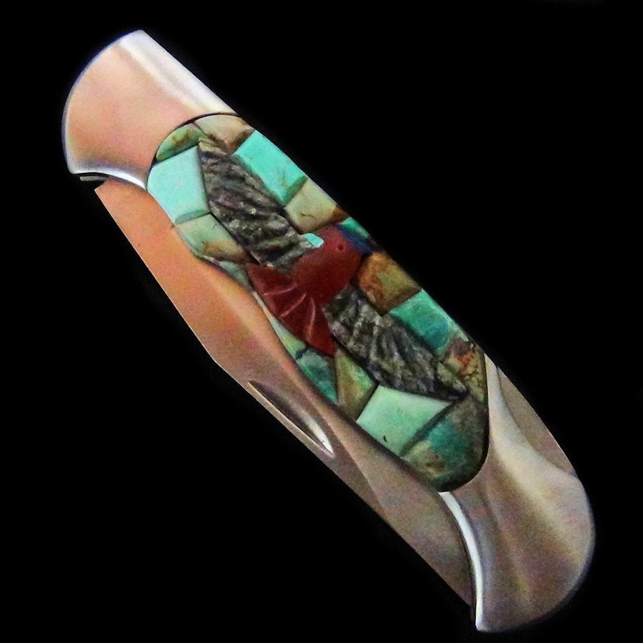 Couteau de Poche, Couteau pliant Mosaïque de Turquoise et Thunderbird
