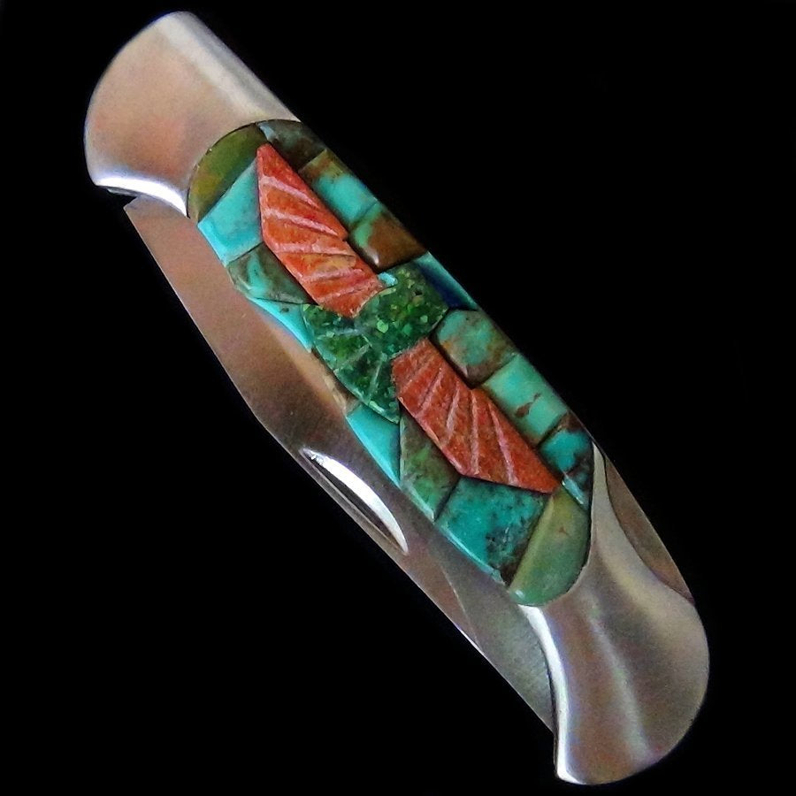 Couteau de Poche, Couteau pliant Mosaïque de Turquoise et Thunderbird