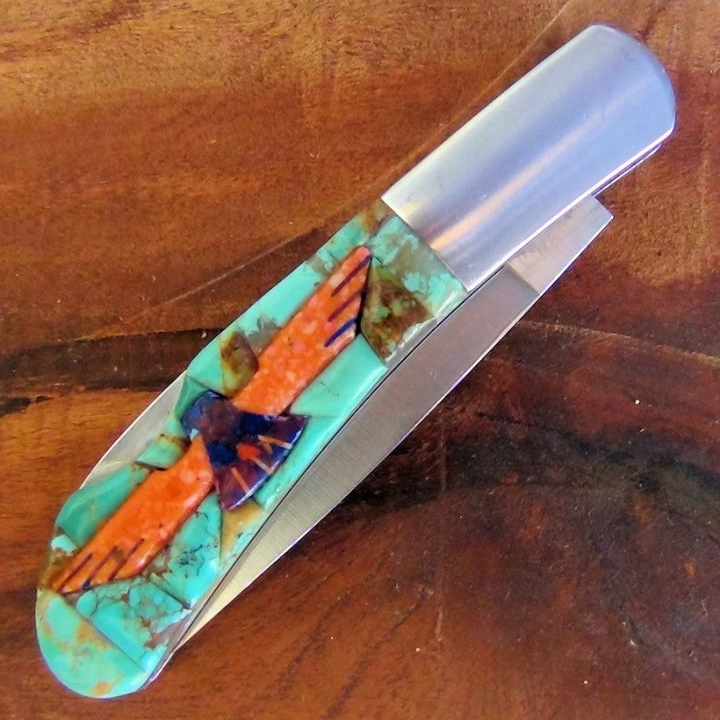 Couteau Pliant Thunderbird, Fond Mosïque de Turquoise