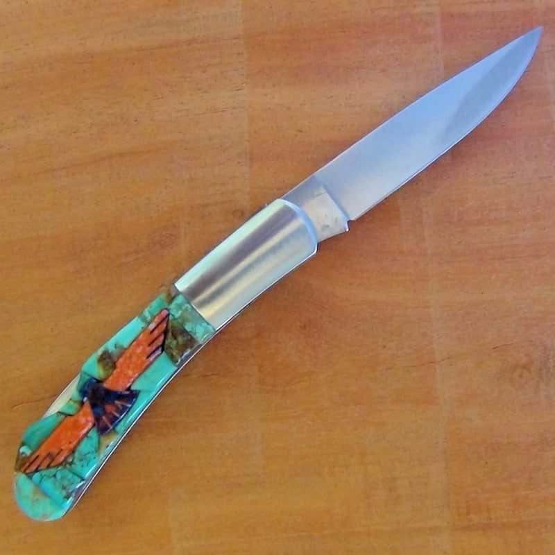 Couteau Pliant Thunderbird, Fond Mosïque de Turquoise