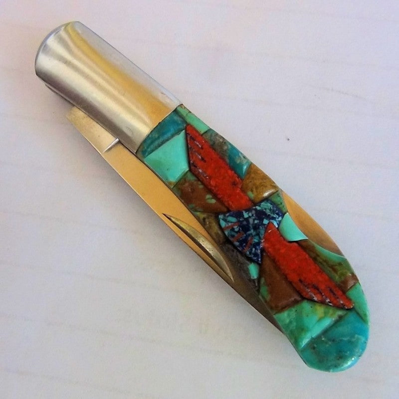 Couteau Pliant Thunderbird Fond Turquoise